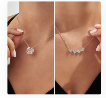 Collar Trébol 4 Corazones acero inoxidable