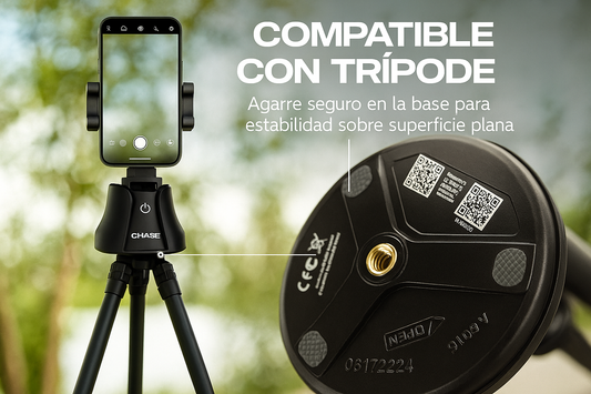 Imagen del trípode compatible con texto en español