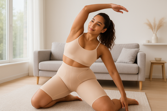 "Leggings moldeadores push-up en pose de yoga - efecto realza glúteos"